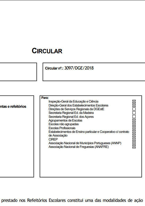 Circular n.º 3097/DGE/2018