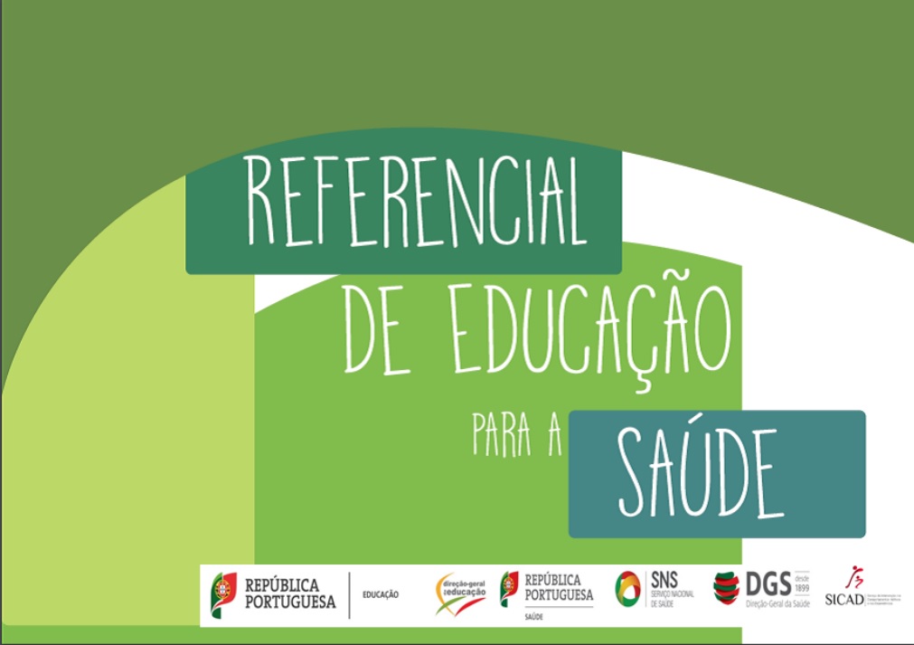 imagem em tons de verde com inscrição Referencial de educação para a saúde